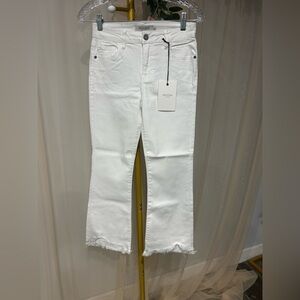 Hidden White Cropped Straight Leg Jeans Raw Hem Size 25 NWT